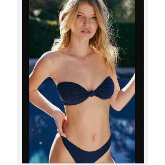 MINK PINK Bikini Swim Top Bandeau Bikini Top Navy Blue Medium $49 - Picture 2 of 4